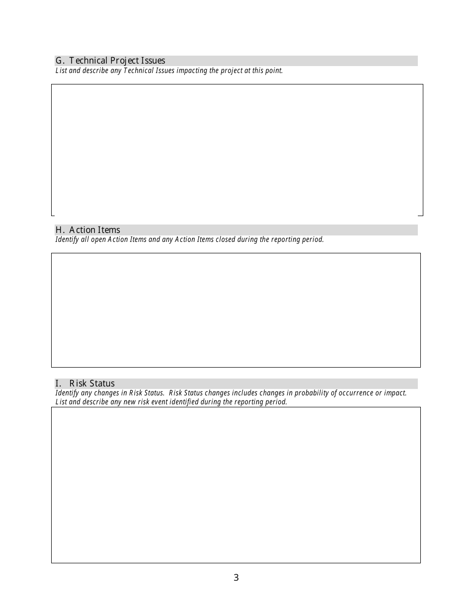 Project Status Report Template - Ten Points, Page 3
