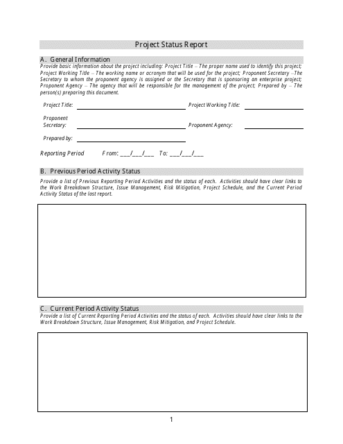 Project Status Report Template - Ten Points Download Pdf
