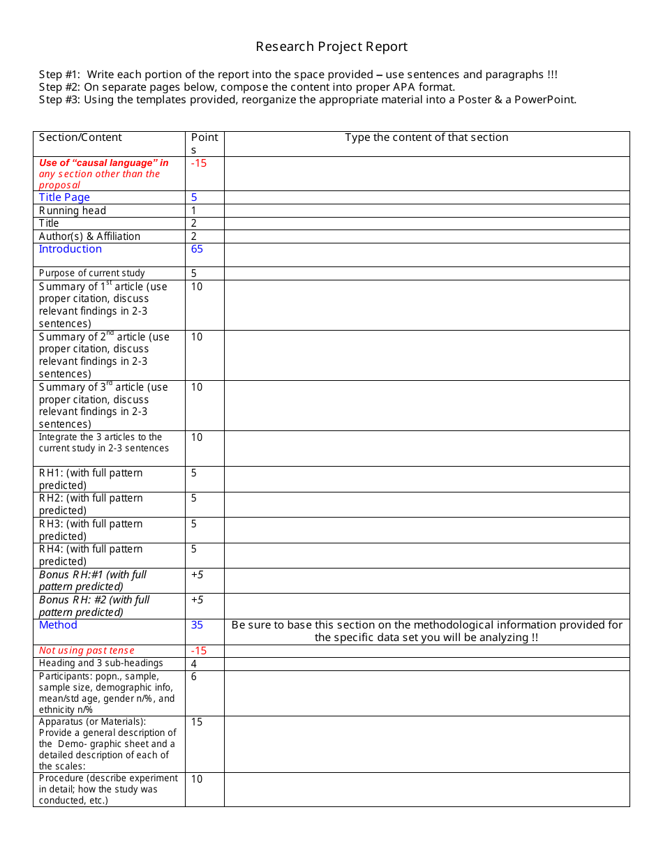 Research Project Report Template, Page 1