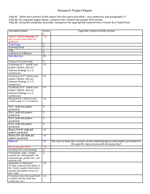 Research Project Report Template Fill Out Sign Online And Download 
