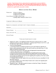 Document preview: Music License Deal Memo Template