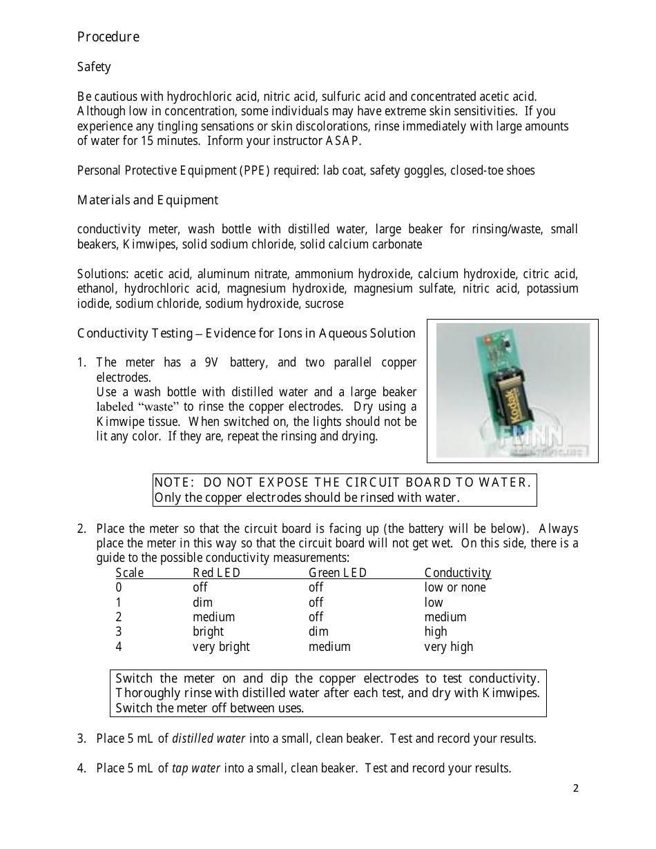 Electrical Conductivity of Aqueous Solutions, Page 2