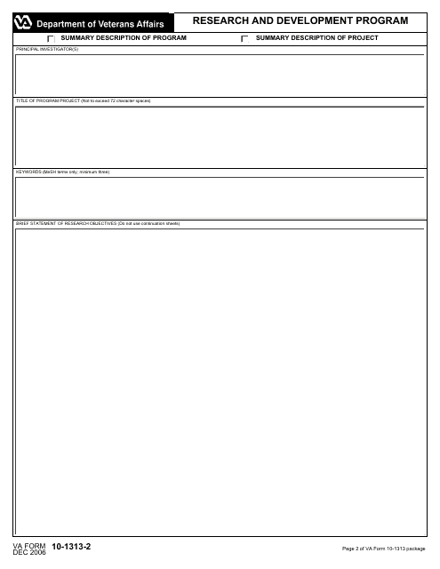VA Form 10-1313-2  Printable Pdf