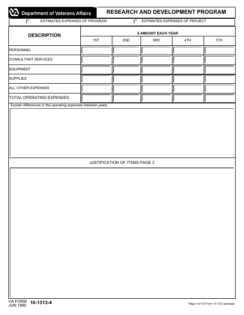 VA Form 10-1313-4  Printable Pdf
