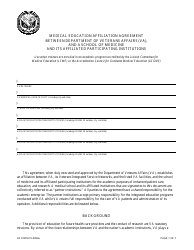 Document preview: VA Form 10-0094a Medical Education Affiliation Agreement Between Department of Veterans Affairs (VA), and a School of Medicine and Its Affiliated Participating Institutions