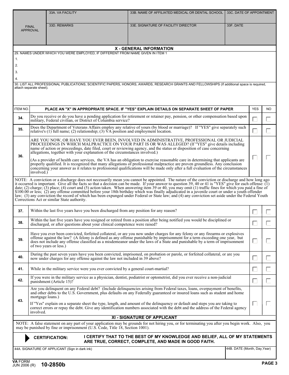 VA Form 10-2850b Application for Residents, Page 3