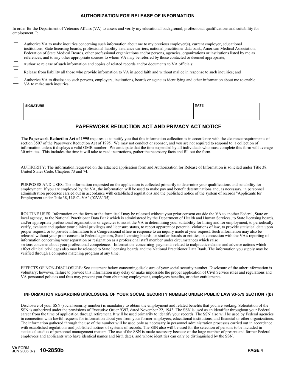 VA Form 10-2850b Application for Residents, Page 4