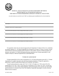 Document preview: VA Form 10-0094c Medical Education Affiliation Agreement Between Department of Veterans Affairs (VA) and Institutions Sponsoring Graduate Medical Education