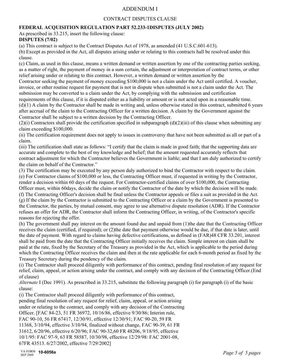 VA Form 10-6056A Lease, Page 5