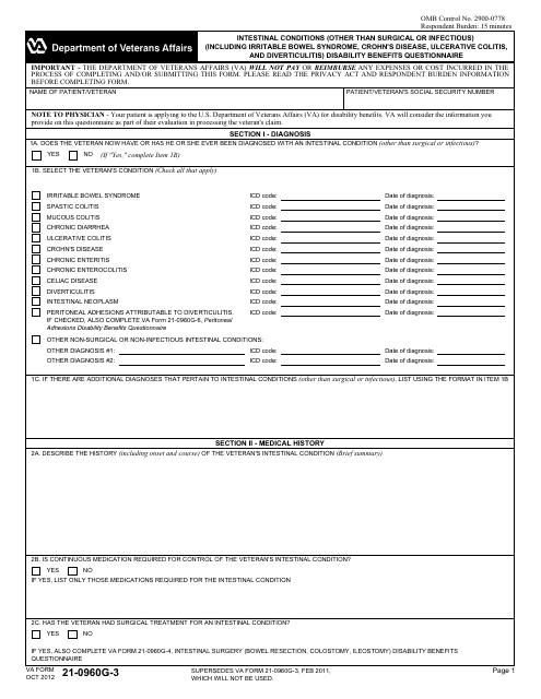 VA Form 21-0960g-3  Printable Pdf