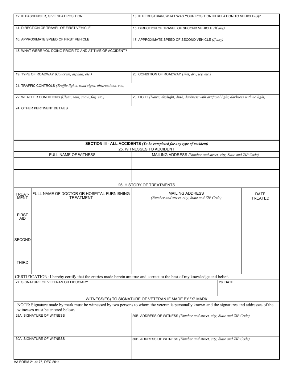 VA Form 21-4176 Report of Accidental Injury in Support of Claim for Compensation or Pension, Page 3