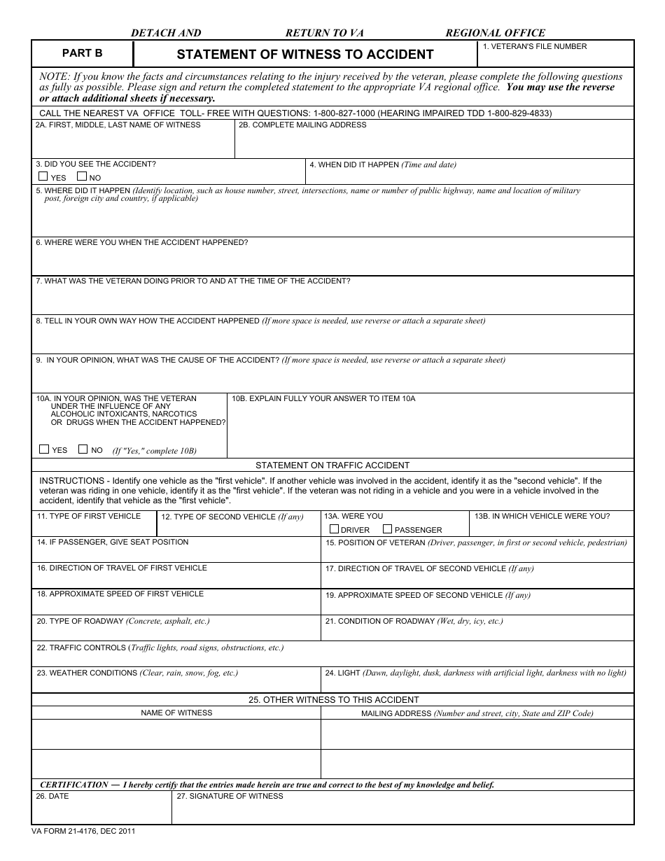 VA Form 21-4176 Report of Accidental Injury in Support of Claim for Compensation or Pension, Page 4