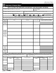 Document preview: VA Form 21-6898 Application for Amounts on Deposit for Deceased Veteran