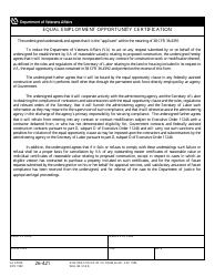 Document preview: VA Form 26-421 Equal Employment Opportunity Certification