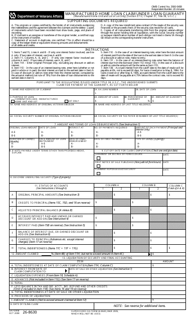 VA Form 26-8630  Printable Pdf