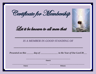 &quot;Membership Certificate Template&quot;