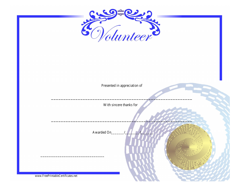 Volunteer Certificate of Appreciation Template - Preview