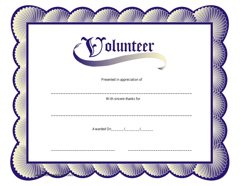 Volunteer Certificate Template - Shell Border