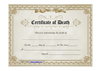 &quot;Brown Certificate of Death Template&quot;