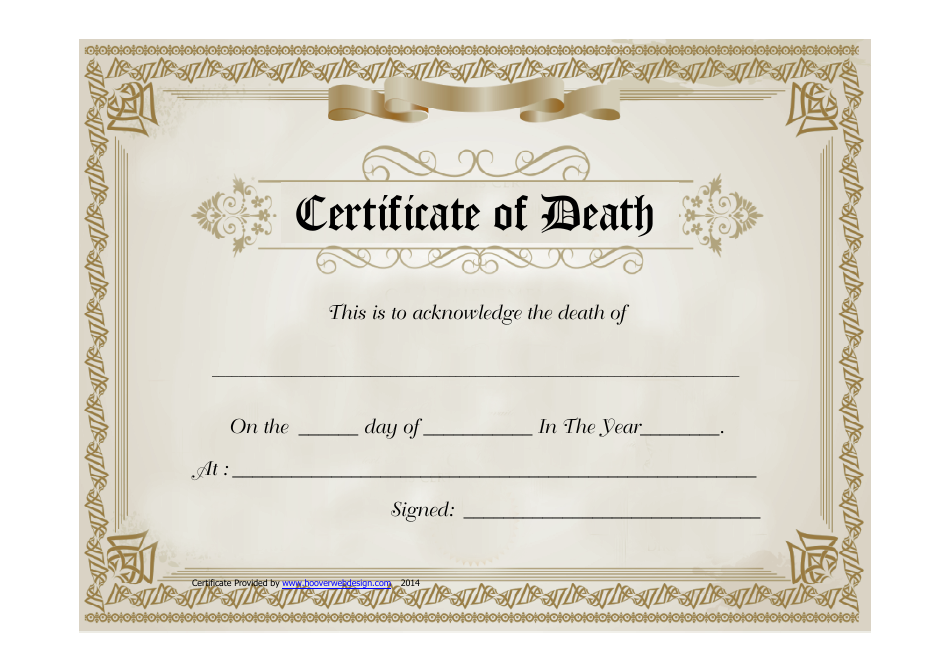Brown Certificate of Death Template Preview | Create Certificates Universally