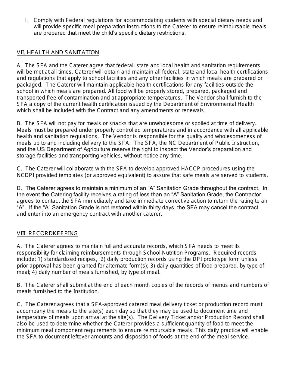 Catering Contract Template - North Carolina, Page 5