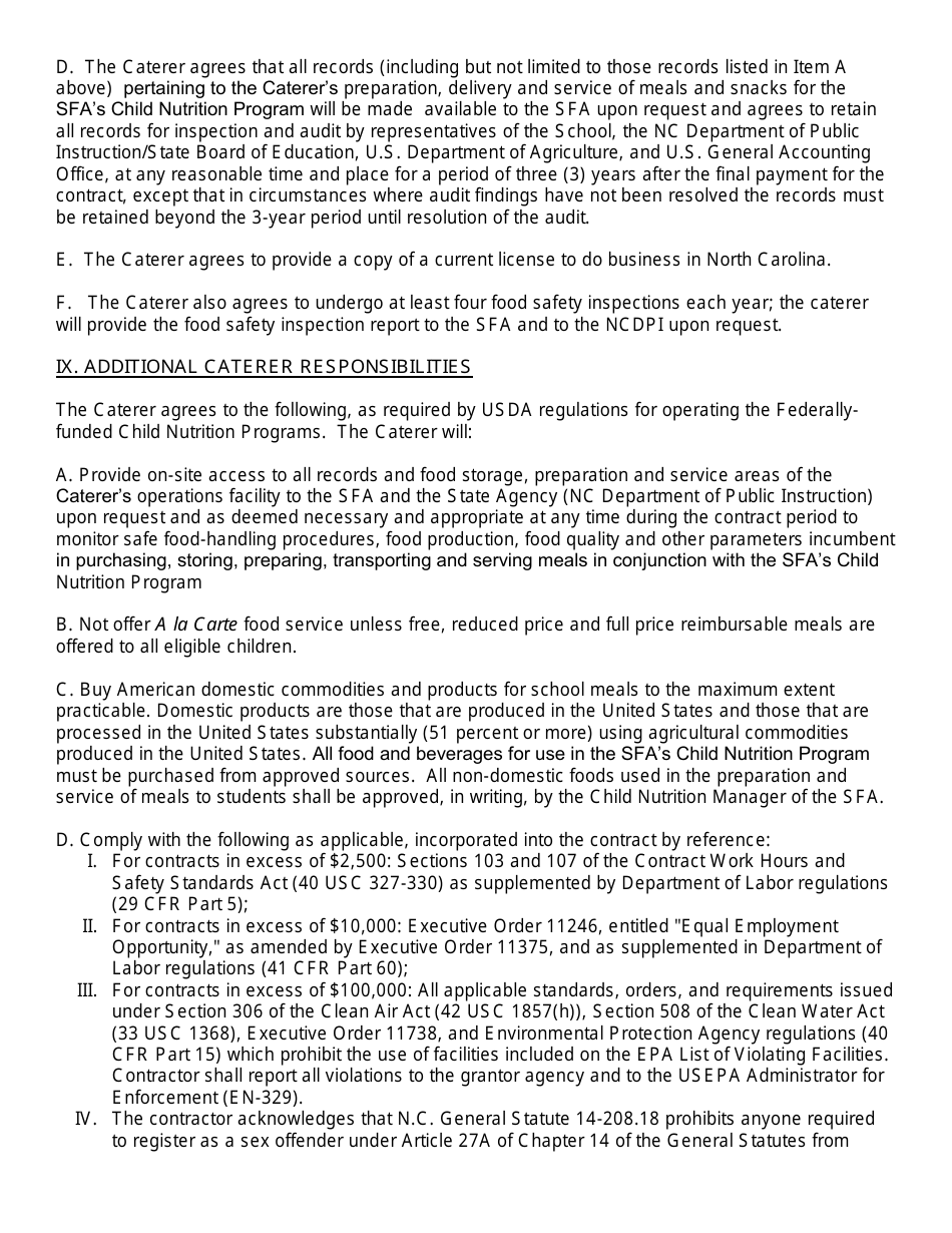 Catering Contract Template - North Carolina, Page 6