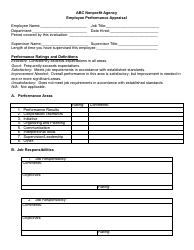 Document preview: Abc Nonprofit Agency Employee Performance Appraisal Form