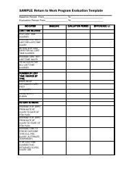 Document preview: Return to Work Program Evaluation Template