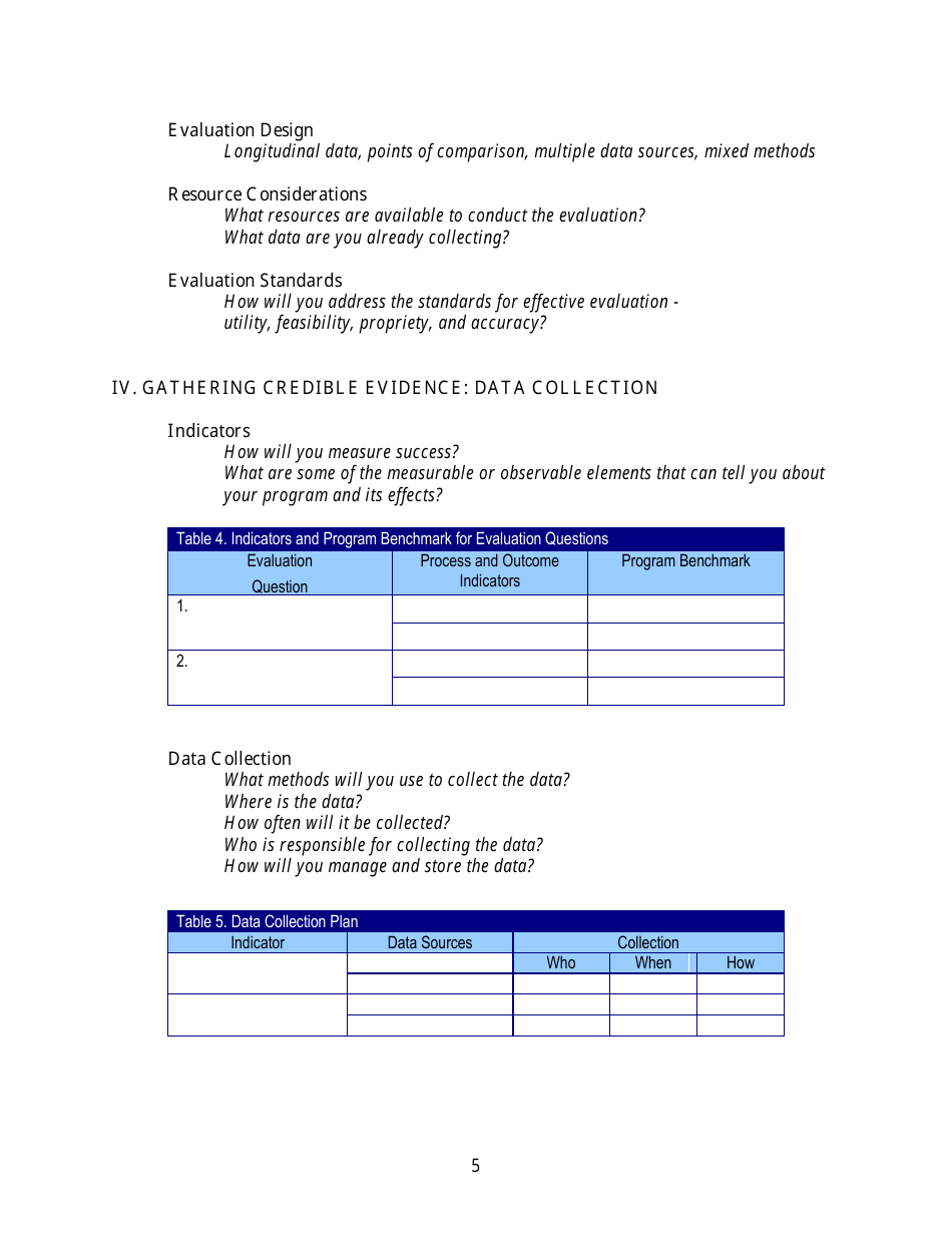 Evaluation Plan Template, Page 4