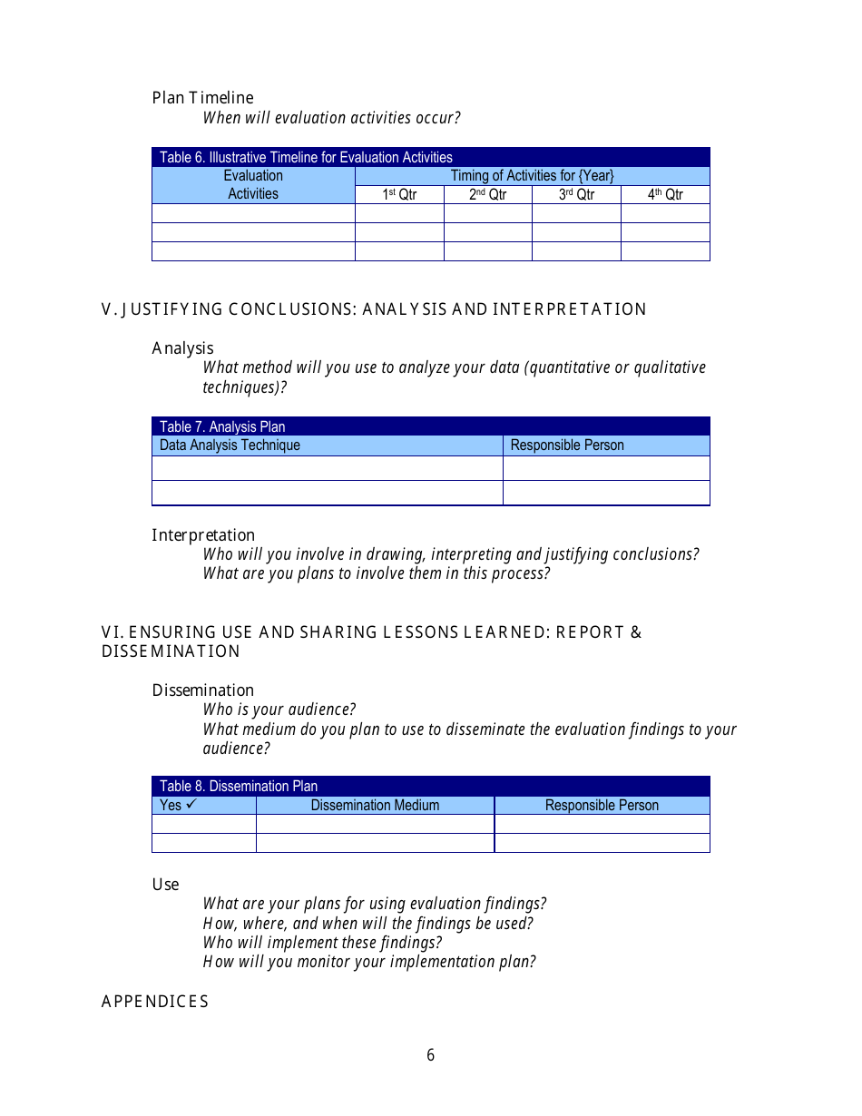 Evaluation Plan Template, Page 5