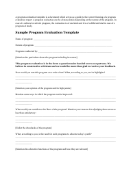 Program Evaluation Template