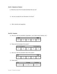 Session Feedback Form, Page 2