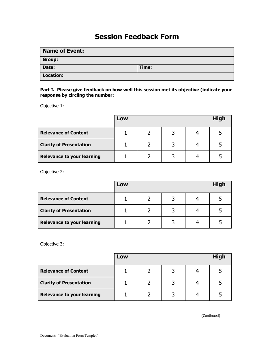 Session Feedback Form Fill Out Sign Online And Download PDF 