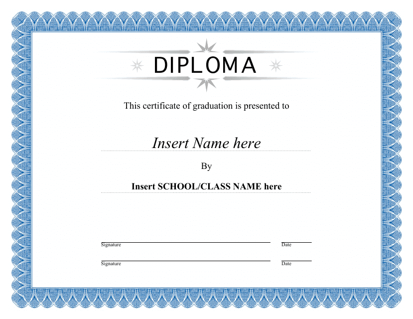 Certificate of Graduation Template - Blue