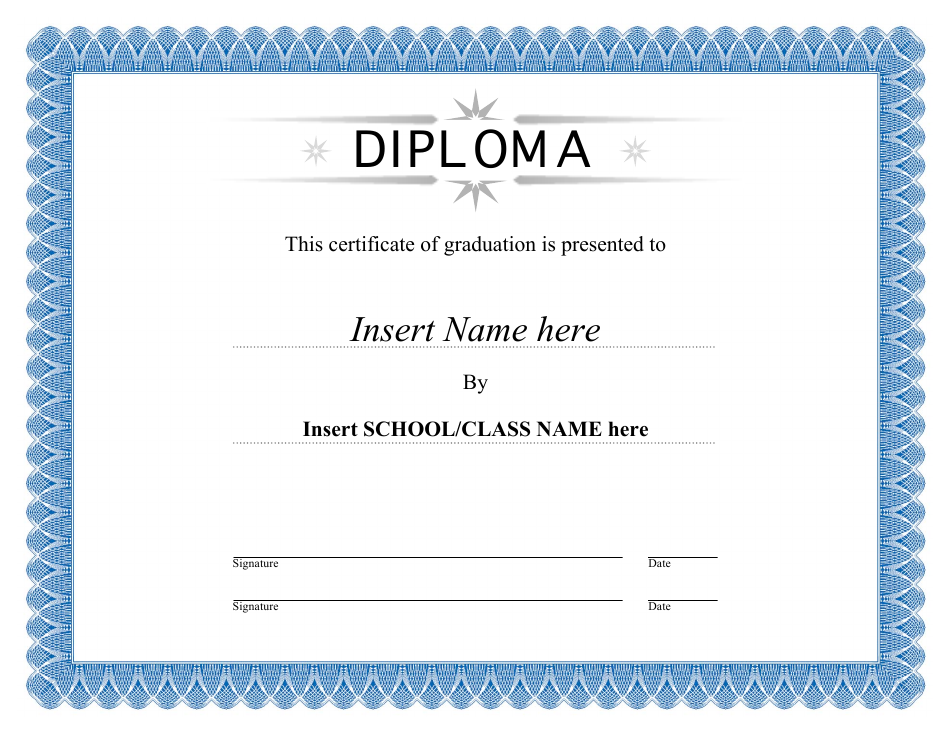 Certificate of Graduation Template - Blue Download Printable PDF ...