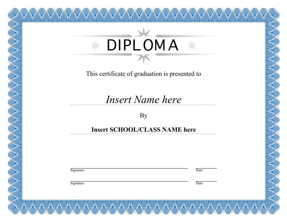 Certificate of Graduation Template Blue - High-Quality Printable Design