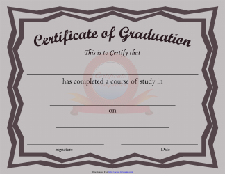 Document preview: Graduation Certificate Template - Brown