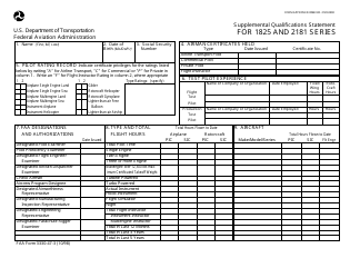 Document preview: FAA Form 3330-47-3 Supplemental Qualifications Statement or 1825 and 2181 Series