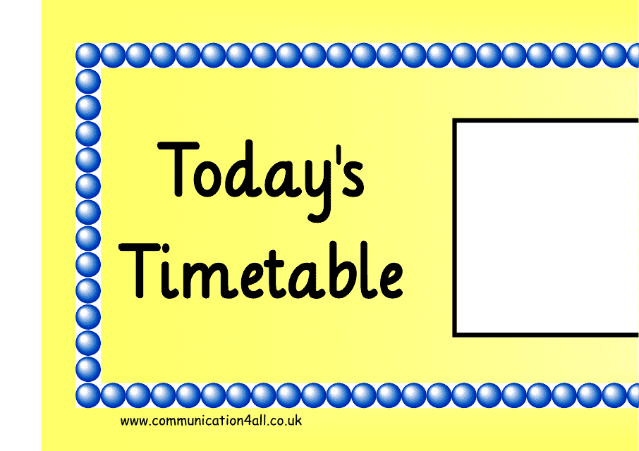 &quot;Today's Timetable Horizontal Schedule Template - Yellow&quot; Download Pdf