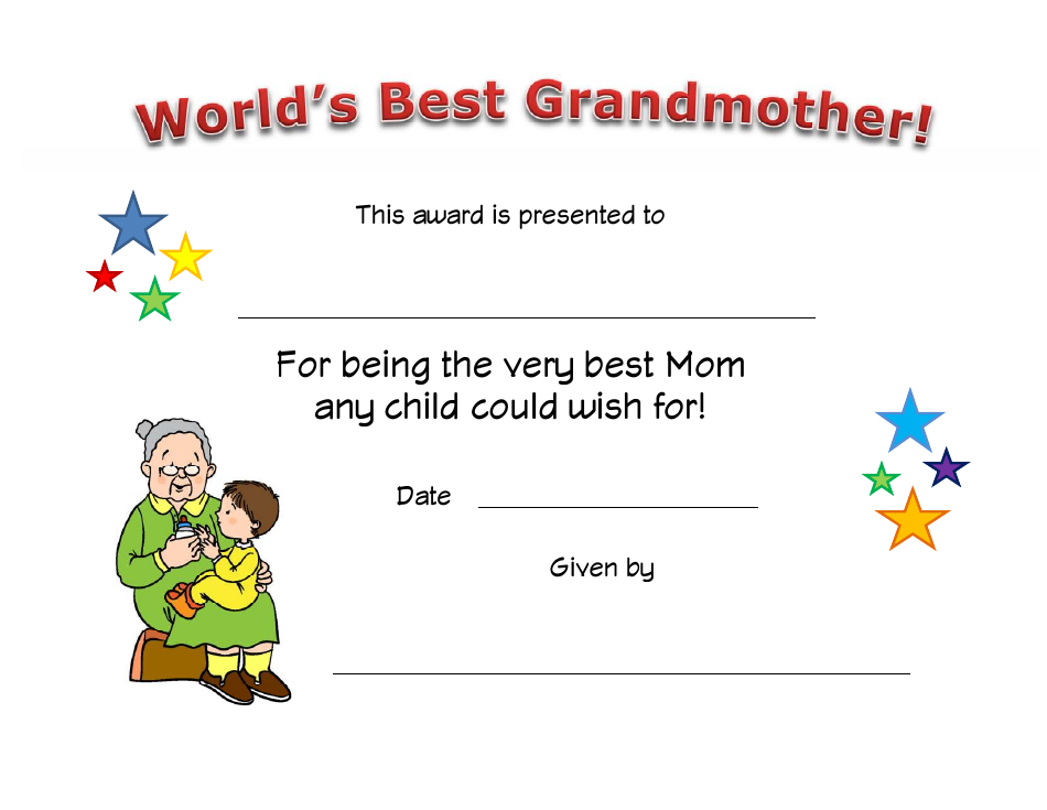 World's Best Grandmother Certificate Template Download Printable PDF