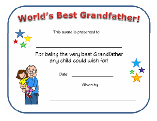 &quot;World's Best Grandfather Certificate Template&quot;