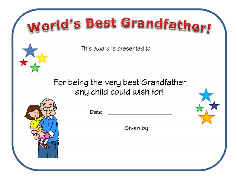 World's Best Grandfather Certificate Template - Premium Design