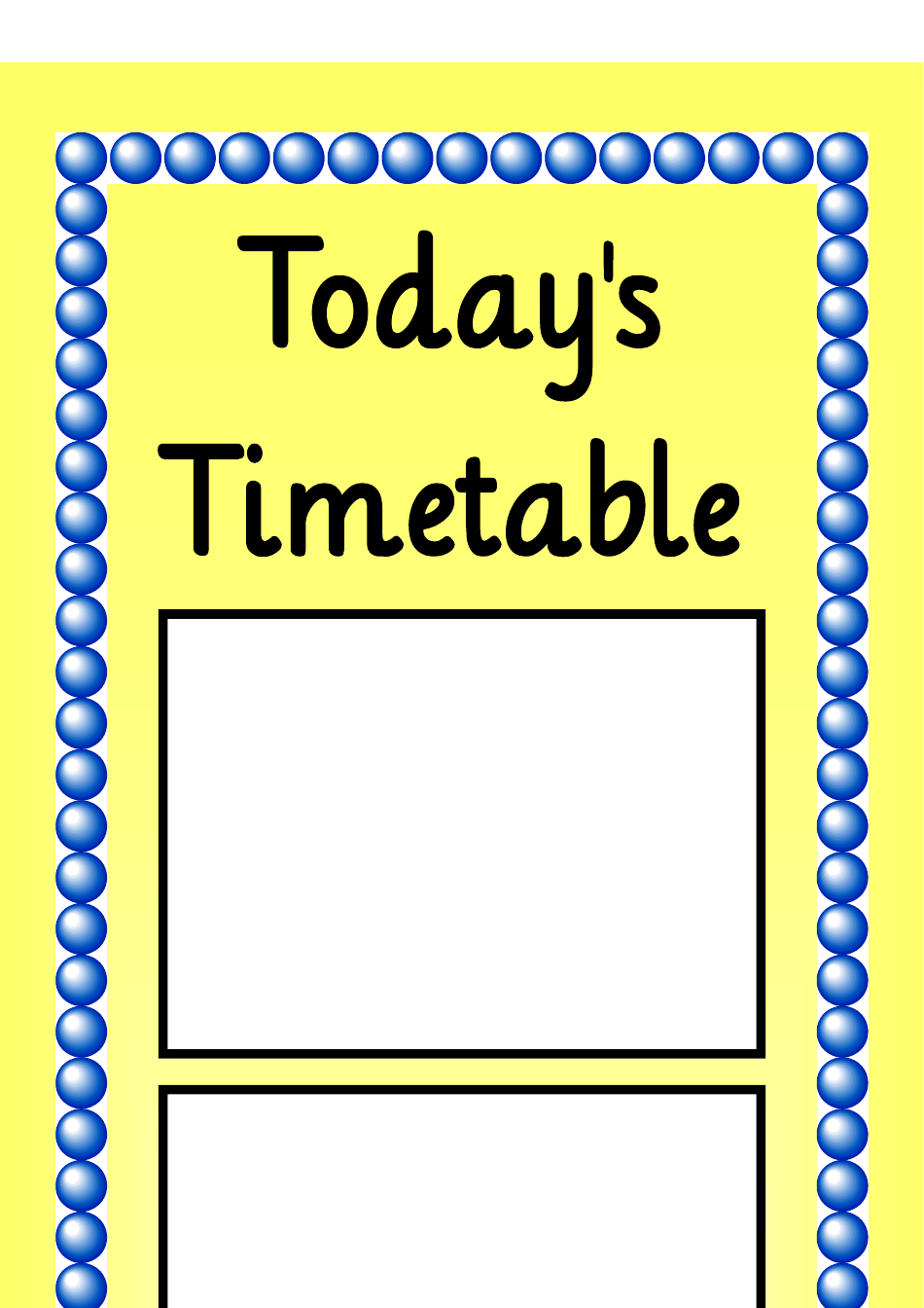 Today's Timetable Schedule Template - Yellow image preview