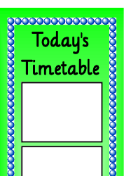 &quot;Today's Timetable Schedule Template - Green&quot;