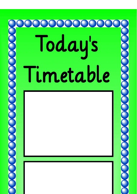 Today's Timetable Schedule Template - Green