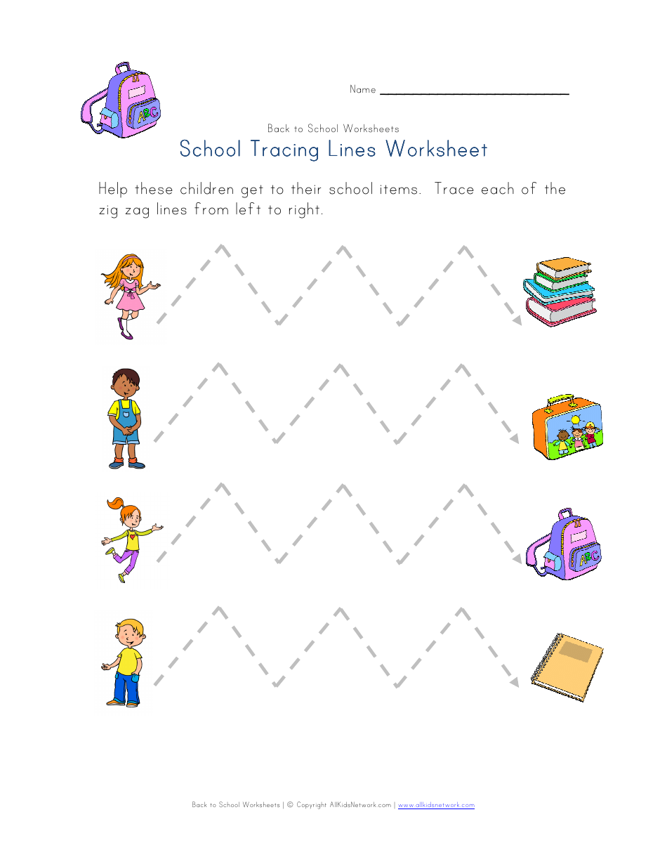 Sample School Tracing Lines Worksheet