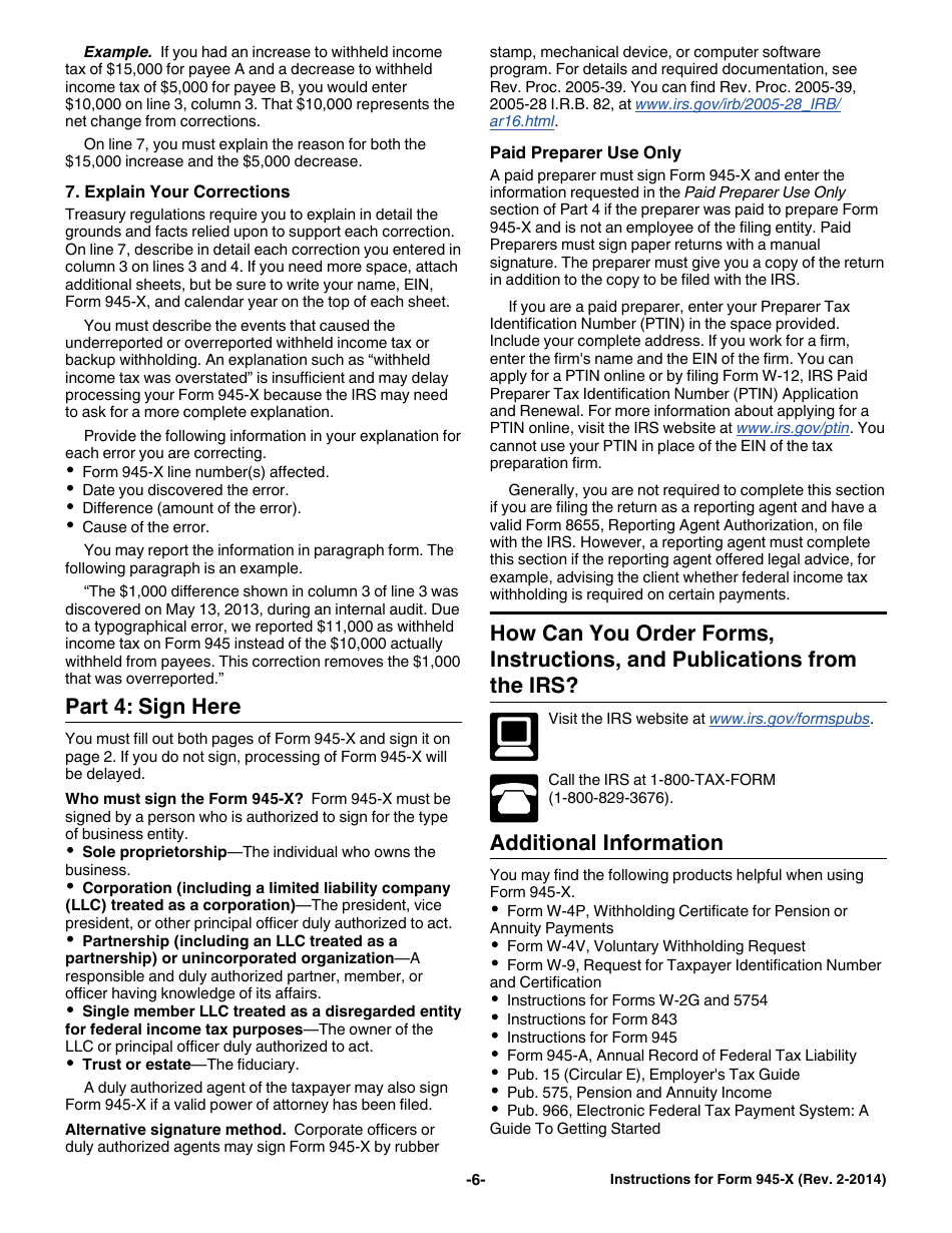Download Instructions for IRS Form 945X Adjusted Annual Return of