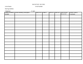 Document preview: Inventory Record Template