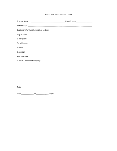 Property Inventory Form Download Pdf