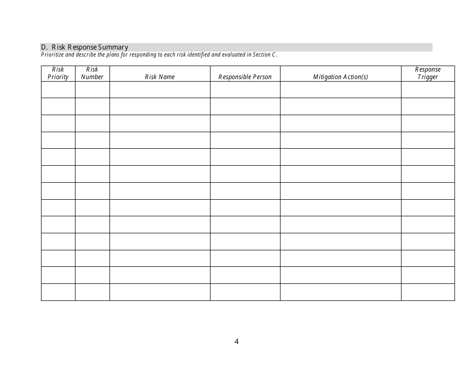 Risk Management Plan Template, Page 4